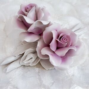 Vintage Capodimonte Pink Rose Porcelain Figure Decor Made In Italy